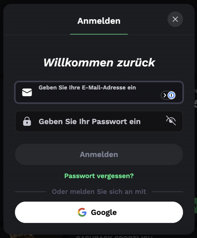 Anmeldebildschirm